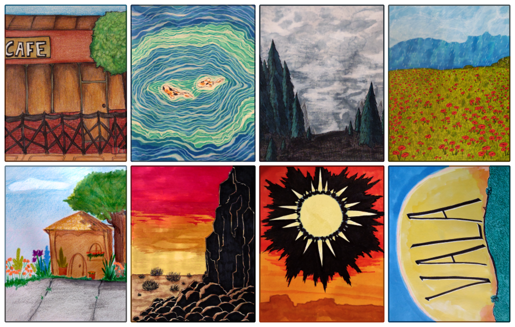 A variety of my traditional art.